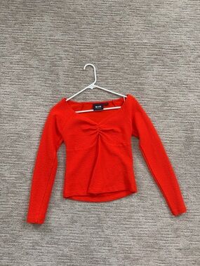 Maeve by Anthropology Long-Sleeve Gathered Front Women's Top, orange size XS